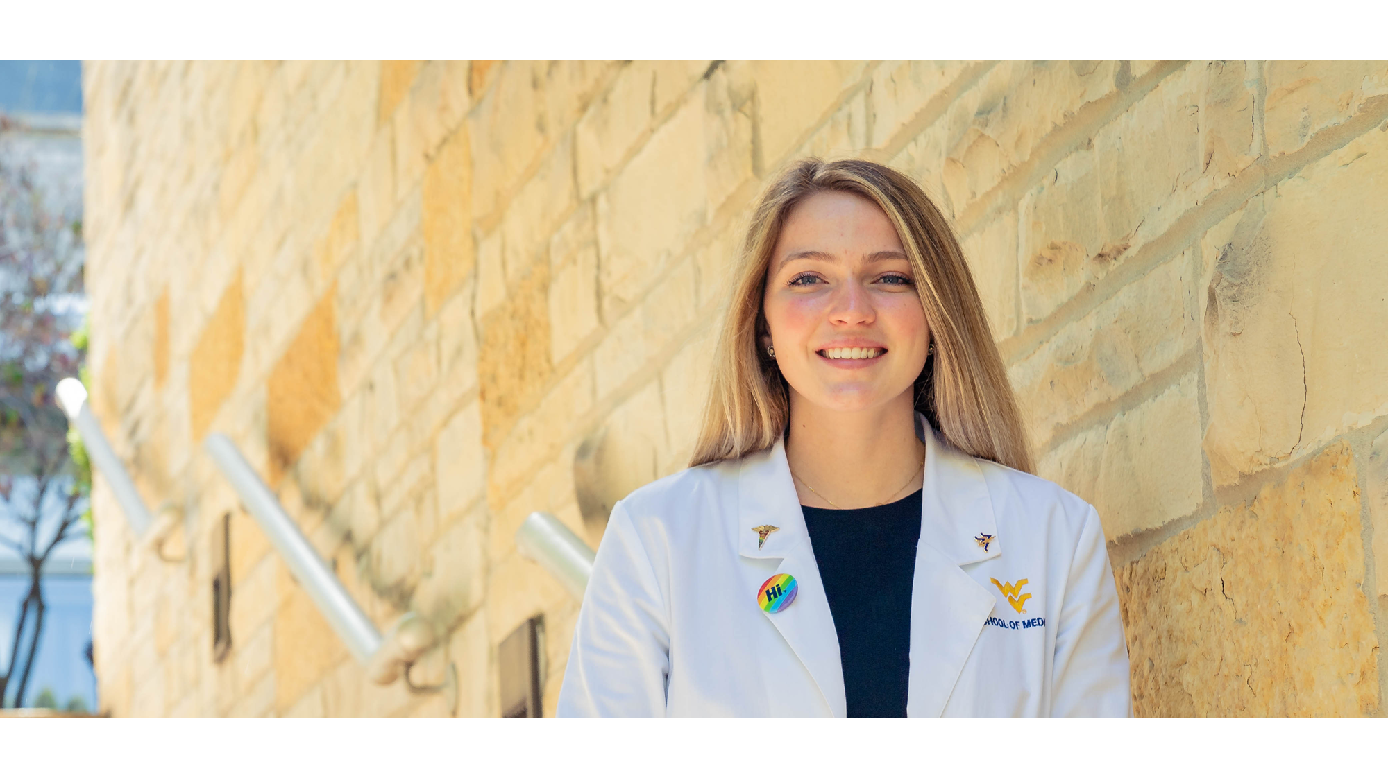 Medical student on steps