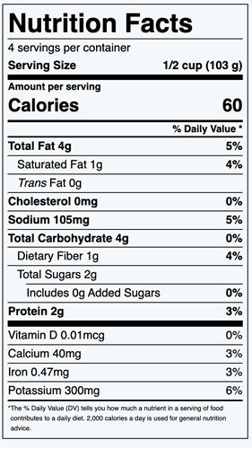 Nutrition Facts for Sautéed Zucchini Noodles
